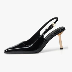 Chic Black Patent Slingback Heels